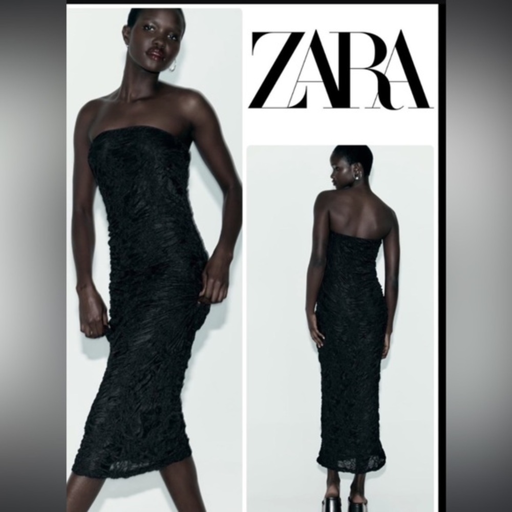 Zara strapless lace fitted dress